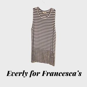 Everly for Francesca’s Striped Top Fringe Hem Women’s Size Large